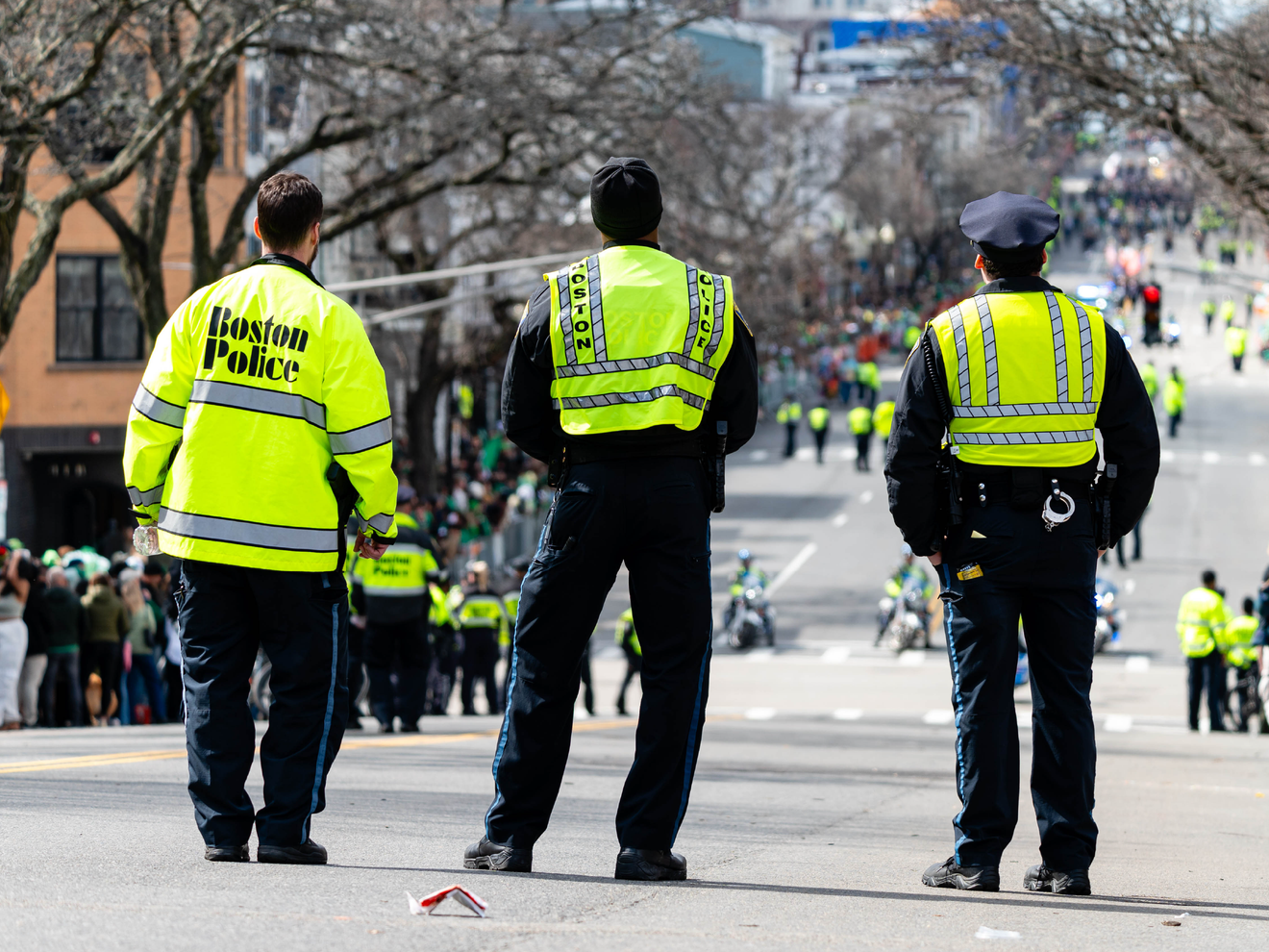 Police officers providing security during a public event.