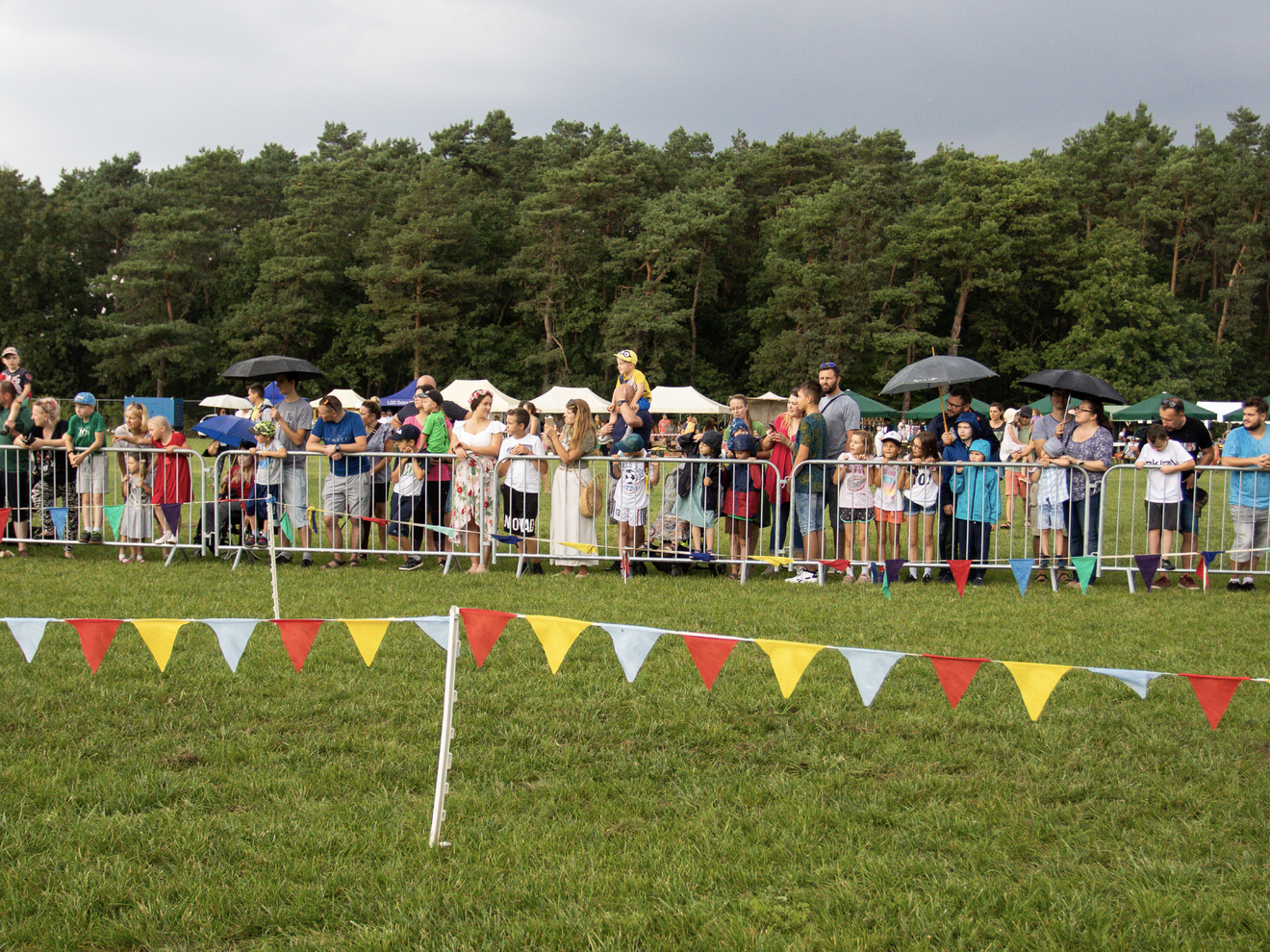 Outdoor event with crowds monitored by Hawk security cameras for event safety and visibility.