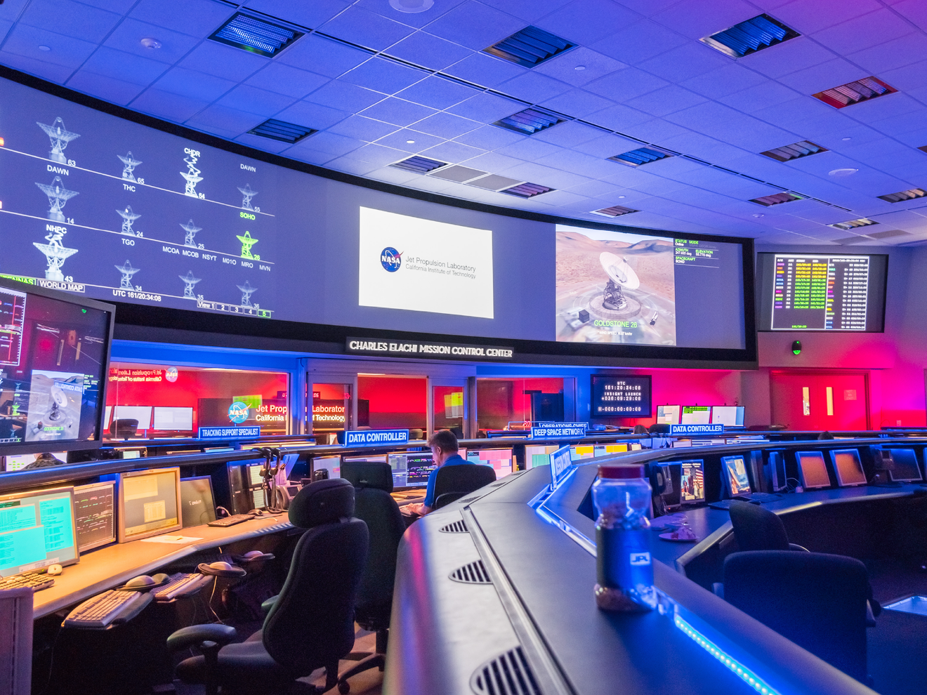 Mission control center using secure, reliable business internet to monitor critical operations.