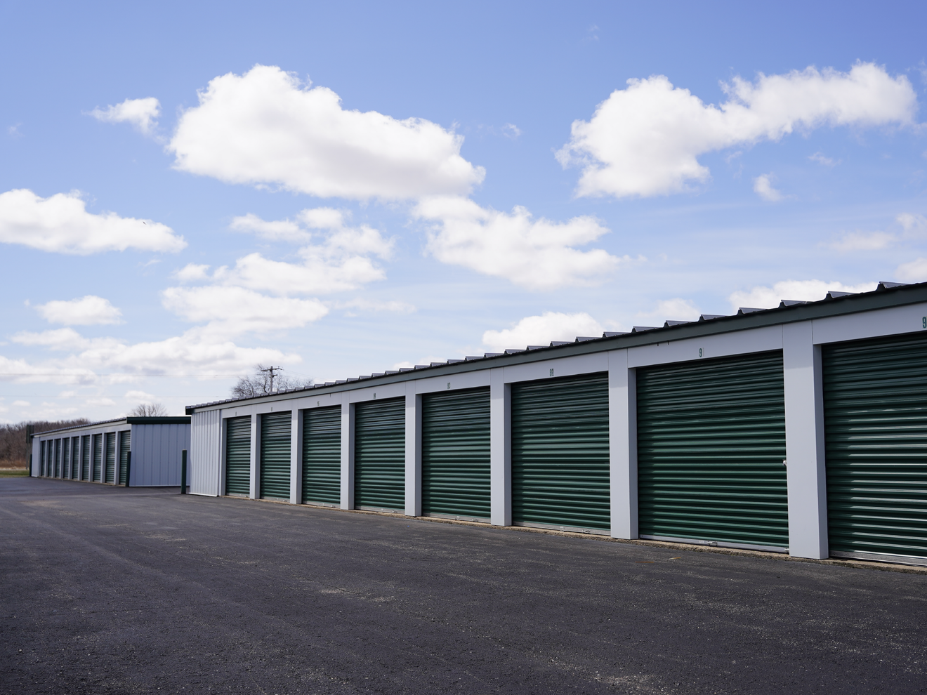 Self-storage facility monitored by Hawk cellular security cameras for remote property surveillance.